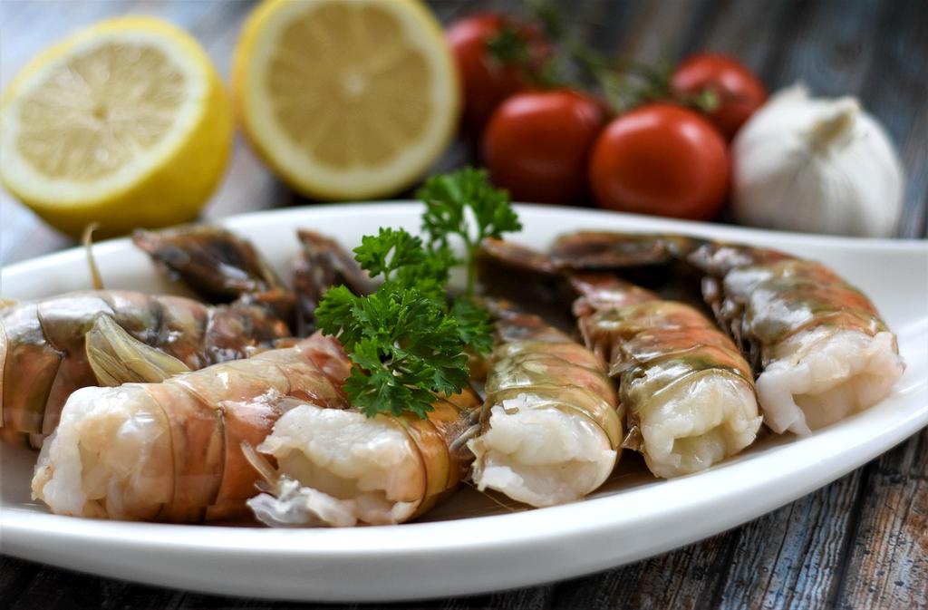 Fresh Mediterranean seafood dish on a white plate