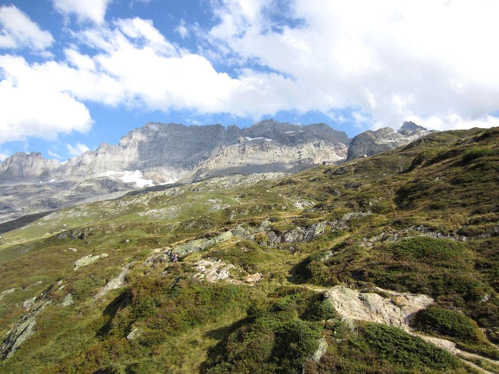 Majestic Swiss Alps mountain landscape with green valley